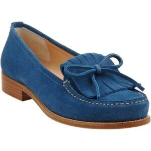 Jil Sander Kiltie Blue Suede Loafers NIB, Size 8